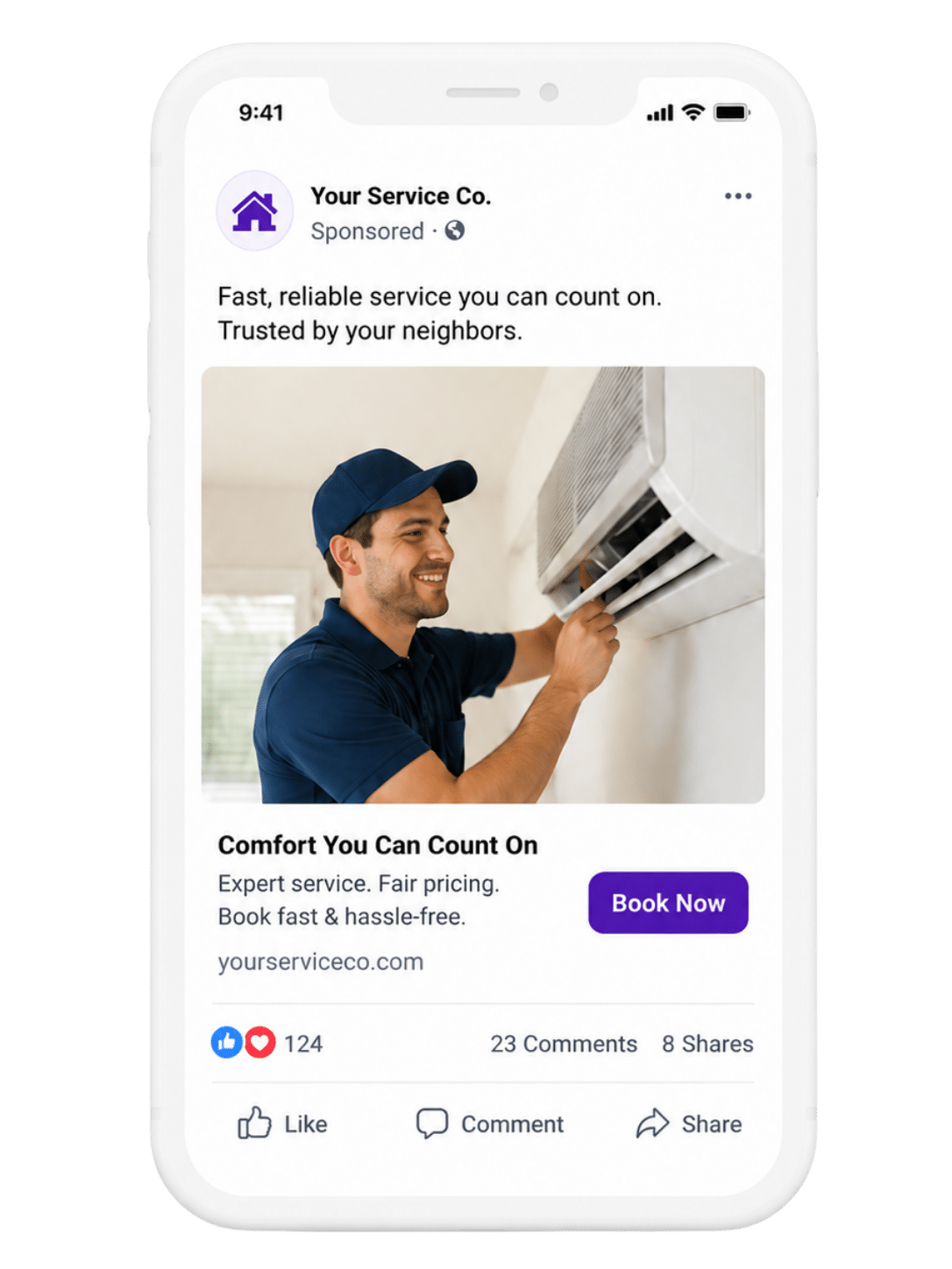Social media ad on smartphone mockup